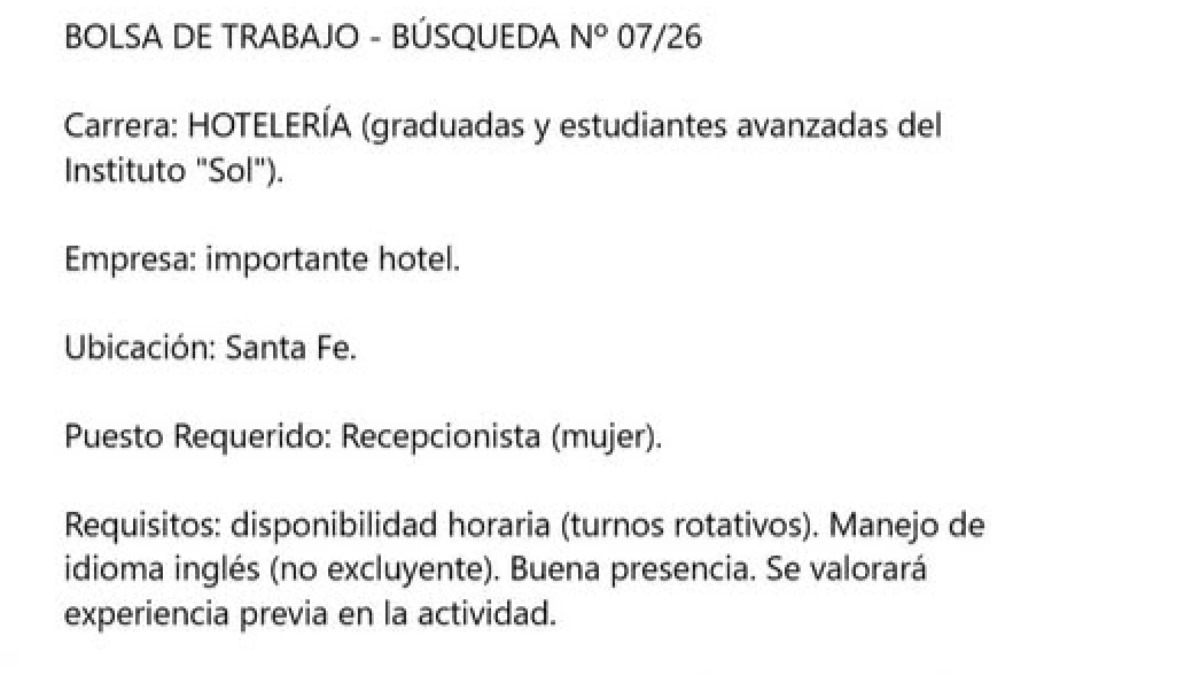 BOLSA DE TRABAJO - Búsqueda N°07/26