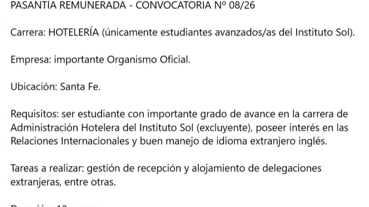 BOLSA DE TRABAJO - Búsqueda N°08/26